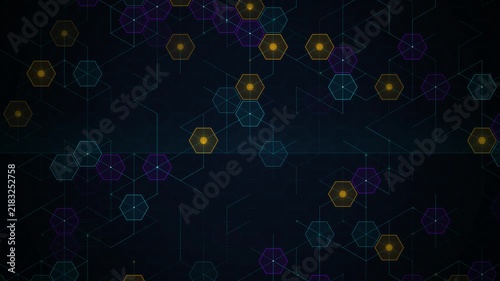 HUD futuristic technology interface with glowing nodes and connecting data lines
