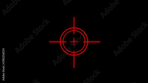  Glowing neon light target icon animatio.on blacl screen. 4k seamless loop  target icon  animation element.
