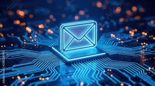 Email marketing and newsletter design concept featuring digital technology.