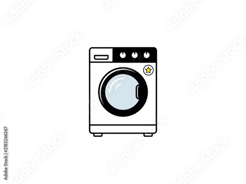 Front Load Washing Machine Icon With Circular Door Isolated On White Vector Illustration