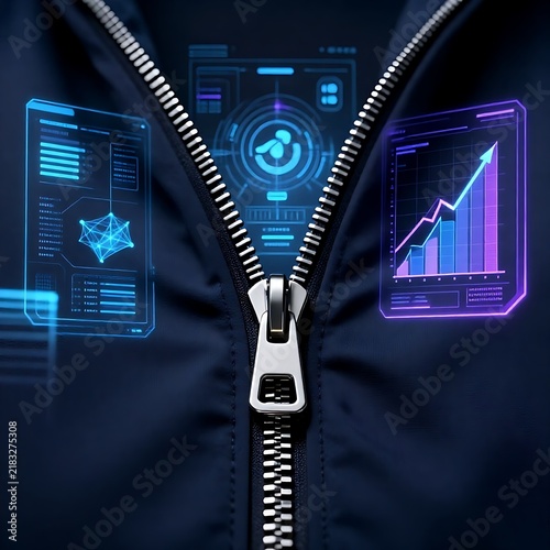 Digital technology background with unzipping