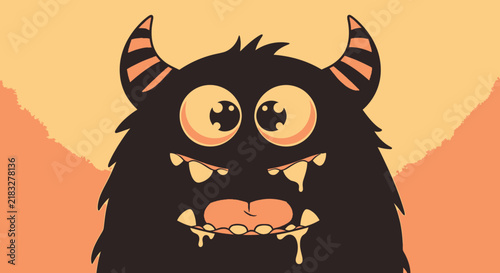 Картината върху платно Vector illustration of a charming character with large wide eyes and a minimalist design, isolated on a white background for mascot creation, graphic design, and web elements