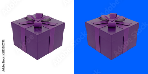 Elegant dark purple gift box with matching satin ribbon bow for festive occasions transparent png