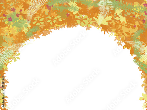 Autumn Floral Arch Frame Canopy Vector Illustration