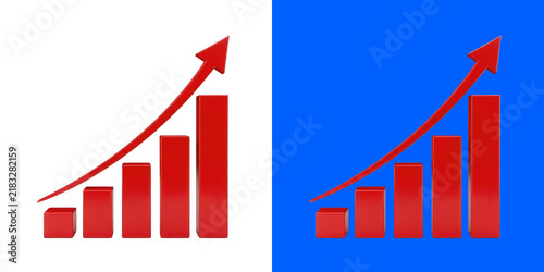 Red bar chart growth with upward arrow showing business success and market performance transparent png