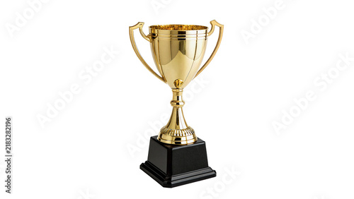 Картината върху платно Classic golden trophy cup reward on black base isolated achievement champion pri