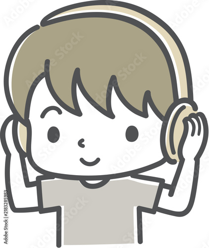 イヤーマフをしている男の子