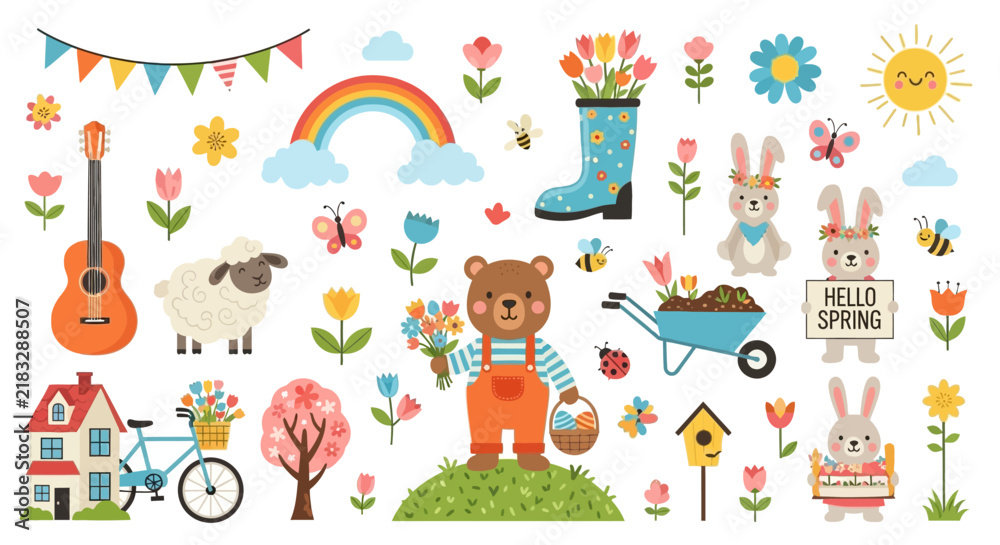 Fototapeta premium Vibrant and whimsical vector illustration featuring colorful playful shapes and imaginative elements. High-quality artistic graphic design for creative projects.