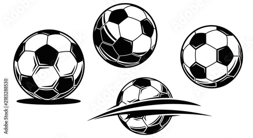 Set of four stylized vector graphics and icons featuring creative design elements for branding, web development, and digital marketing illustrations isolated on white background.