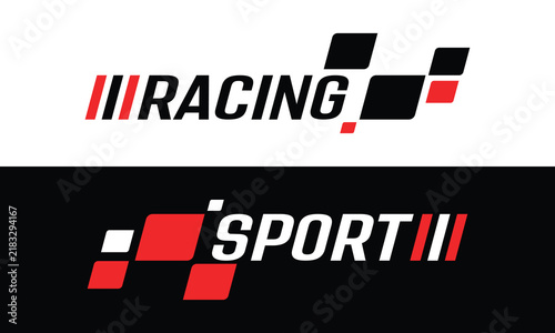 Racing Sport Logo with Dynamic Geometric Speed Marks Vector