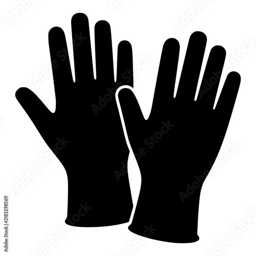 Pair of Medical Latex Gloves Black Silhouette for Hygiene Safety