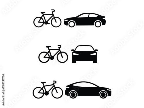 Bicycle and Car Transportation Icons Set
