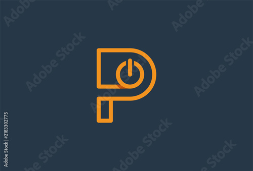 Letter P Power Button Logo, Abstract geometric peter P with powr button combination,Vector Illustration