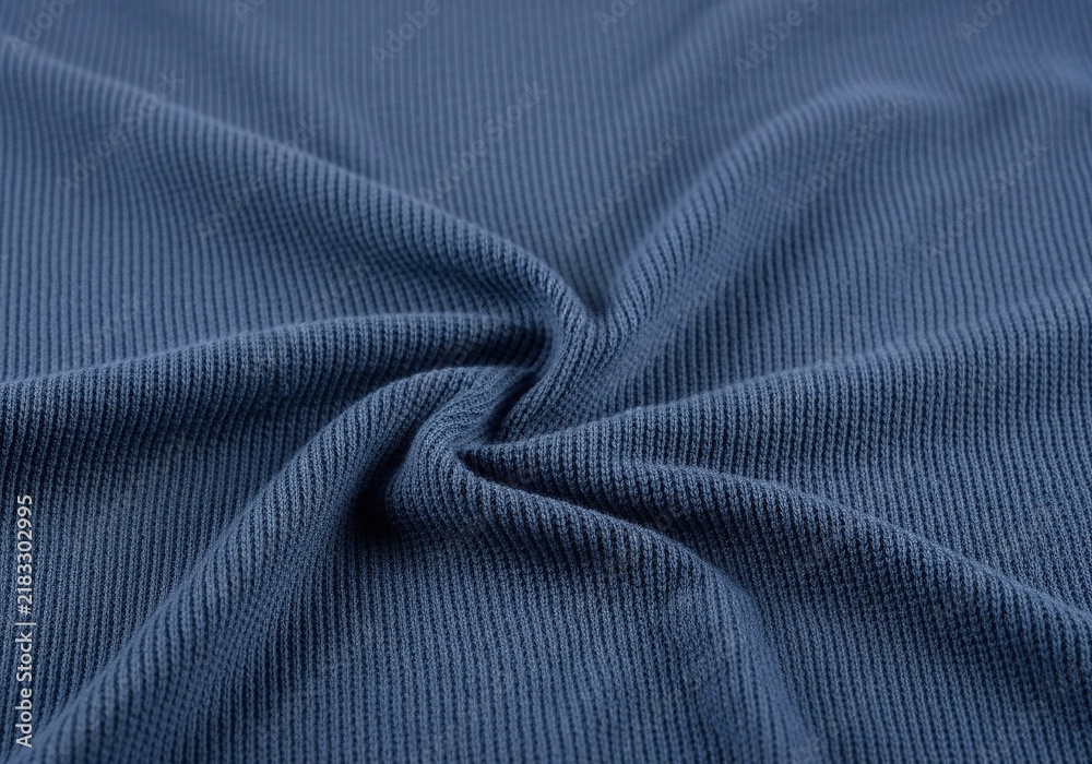 Fototapeta premium Abstract Background of Dark Blue Ribbed Fabric Texture.