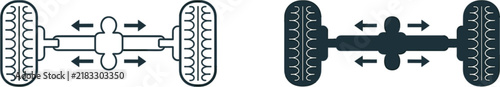 Fotografie Car axle icon set, wheel suspension and drivetrain symbols for automotive engine