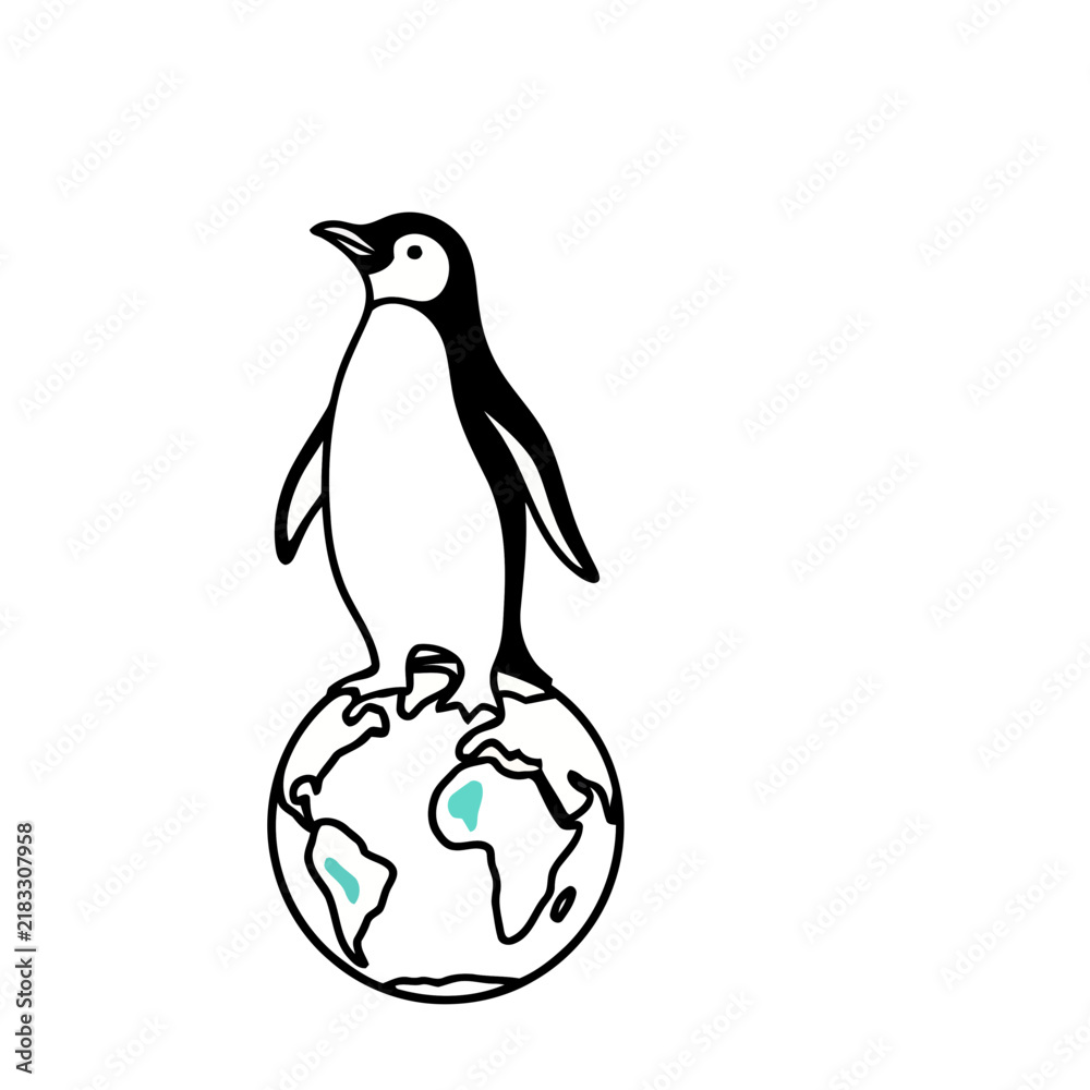 Obraz premium Penguin standing on a globe