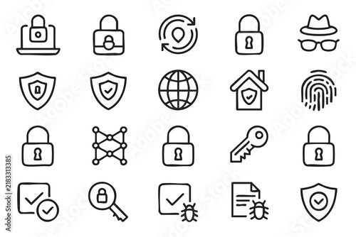 Foto Cybersecurity Icon Collection for Digital Privacy, Authentication, Encryption, a