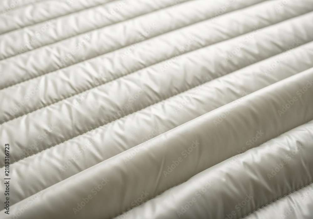 Fototapeta premium Soft white quilted fabric texture background close up.