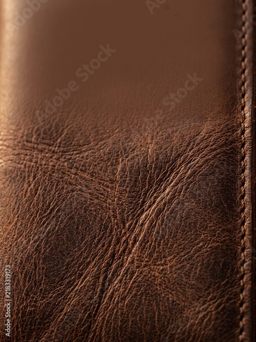 Premium Brown Leather Texture Background with Subtle Stitching Details