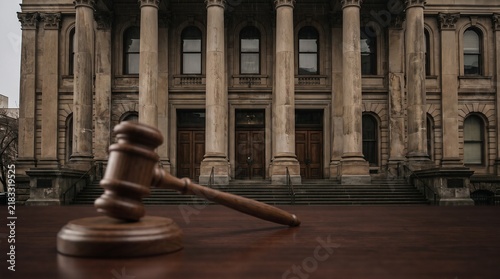 Classic Courthouse Building Exterior Facade with Architectural Columns