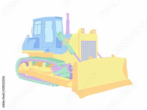 Yellow Crawler Bulldozer with Front Blade Illustration
