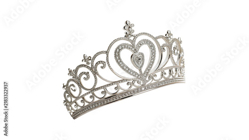 Cuadro en lienzo Elegant silver crystal tiara crown royal majestic hair accessory isolated mockup