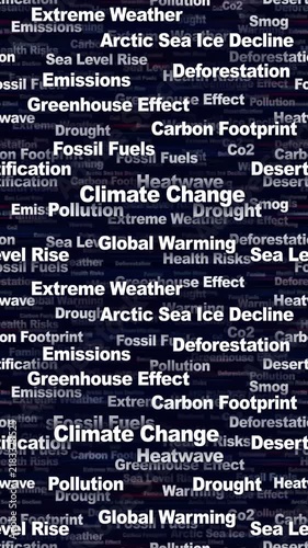CLIMATE CHANGE Seamless Endless Keywords Animation, Background, Loop
