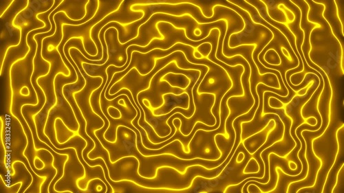 Abstract golden glowing contour lines flowing across a luminous background, creating a luxurious and dynamic visual effect.