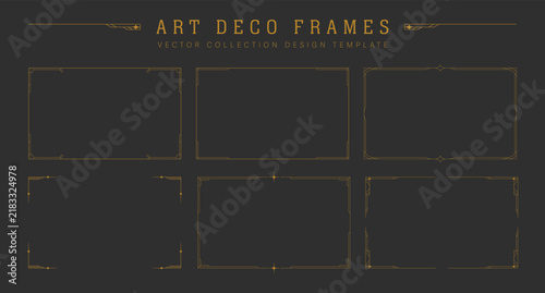 Luxury art deco frame collection vector geometric template gold color