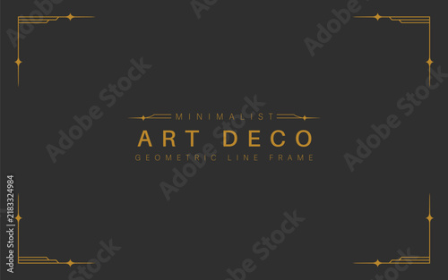 Luxury art deco with spark decorative frame design template vector in gold elegant color