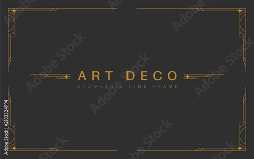 Luxury geometric art deco frame decoration design template vector in gold elegant color