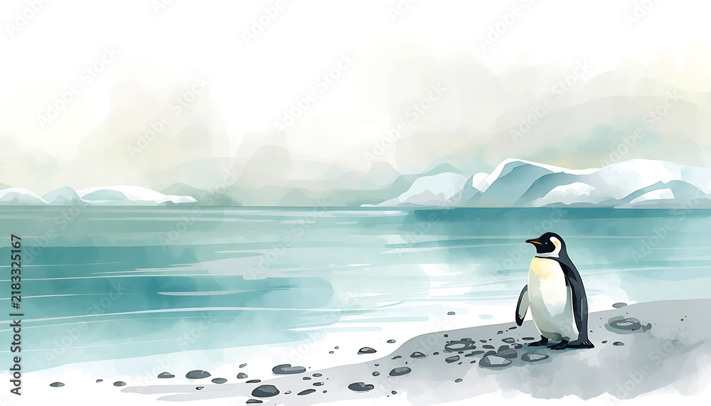 Obraz premium Watercolor-style illustration of a penguin