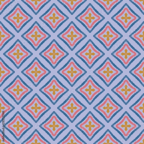 Cuadro en lienzo Pastel purple bohemian seamless pattern with geometric diamond shapes background