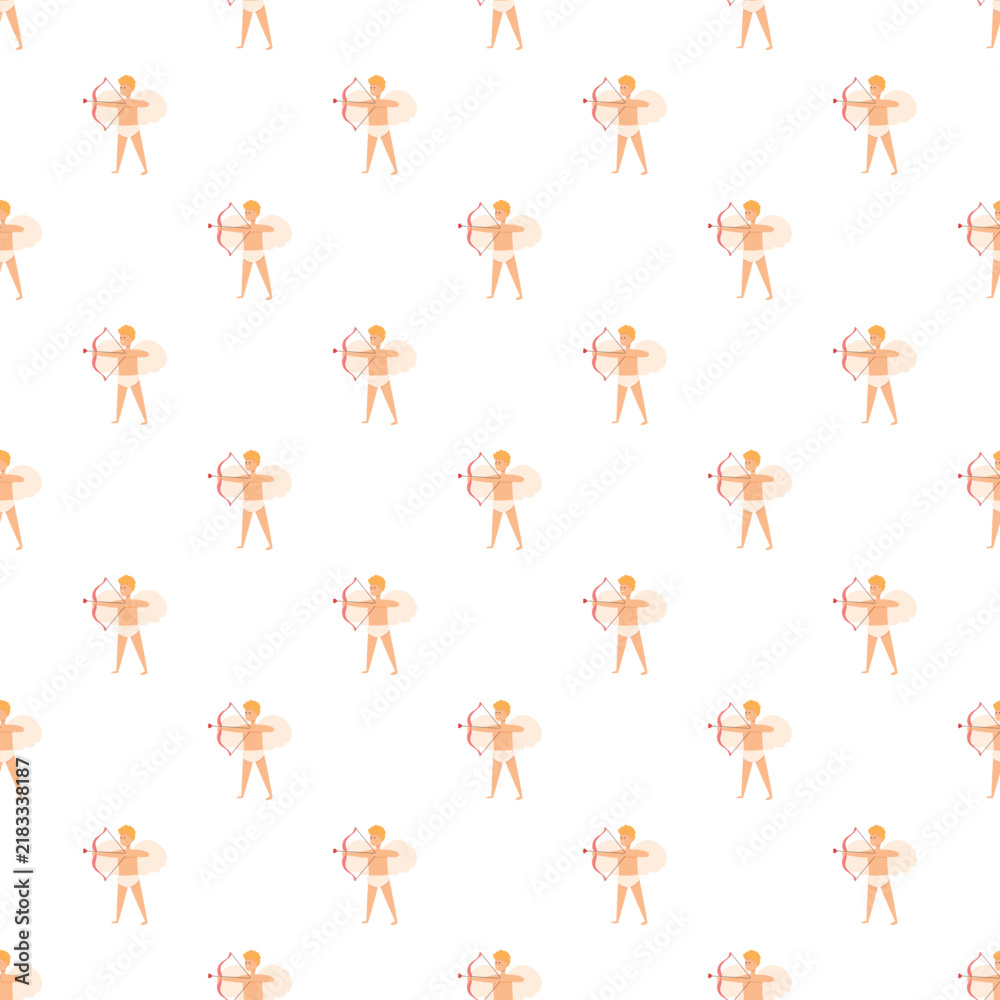 Fototapeta premium Cupid angels drawing bows and arrows in a seamless pattern expressing love and romance