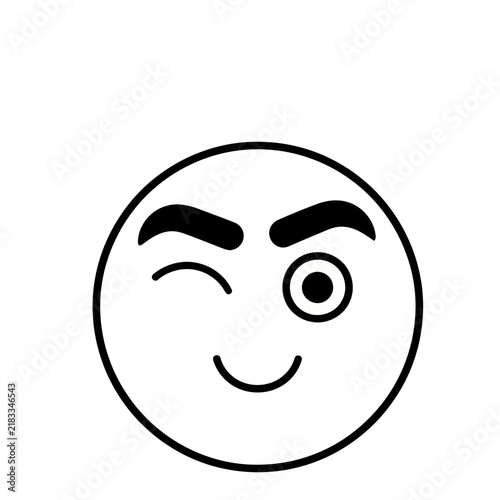 Winking smiley face with one eye open