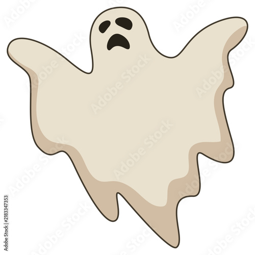 Floating ghost character isolated on white background
