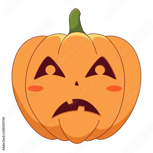 Cute sad pumpkin jack o lantern face