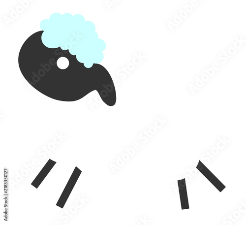 Canvastavla Cute cartoon black-faced sheep vector illustration