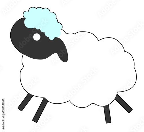 Fotografie Cute cartoon black-faced sheep vector illustration