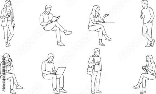 Adults Enjoying Coffee Drinking Reading and Conversing in a Café