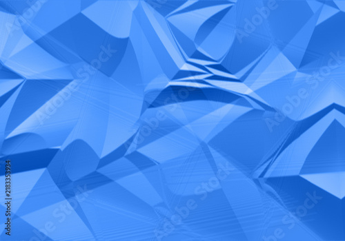 Konstfotografi Abstract blue low poly background, geometric polygon shapes, textured folds, jag