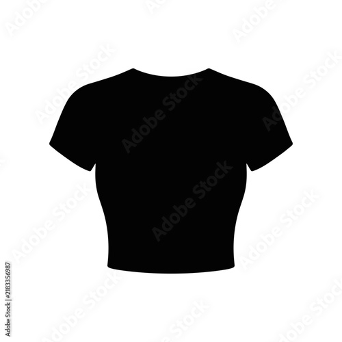 Black short sleeve t shirt displayed against plain background