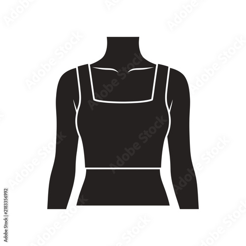 Black long sleeve crop top silhouette against plain background