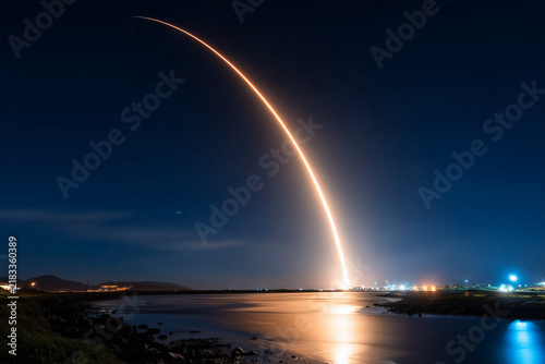 Commercial rocket night launch