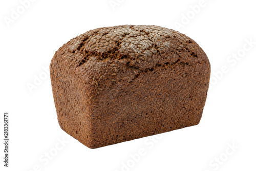Foto Single rectangular loaf of dark rye bread, generously topped with caraway seeds