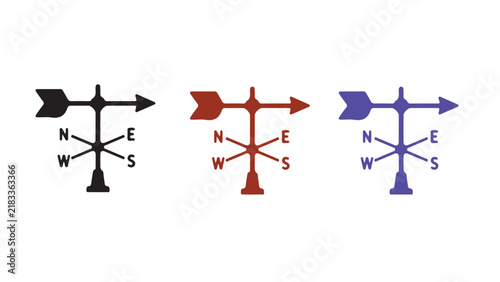 Foto Vintage weather vane icon set with cardinal directions for meteorology and wind direction monitoring concepts