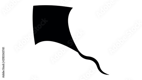 Cuadro en lienzo Black Kite Silhouette: A stylized black silhouette of a kite with a flowing tail, isolated on a clean white background, embodying freedom and simple fun