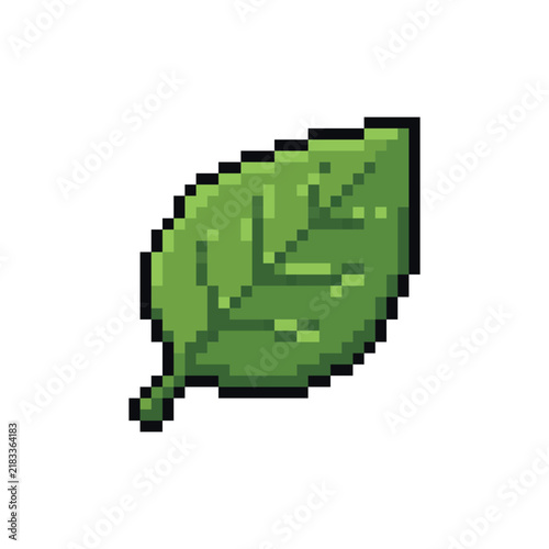 Pixel Art Green Leaf Vector Illustration