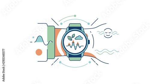 Smartwatch Health and Wellness Tracker Flat Vector Illustration