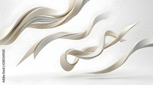 Cream colored ribbon curves create an abstract flowing vector design